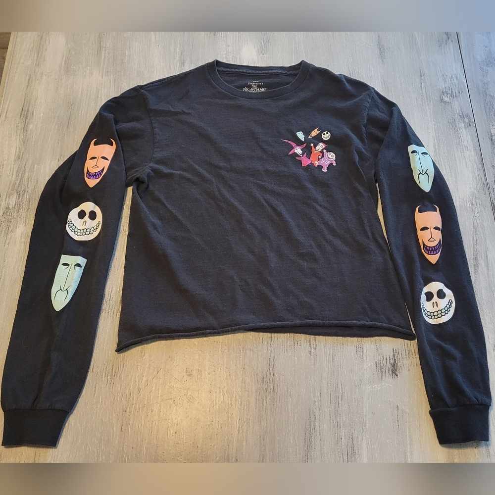 Disney Tim Burton Nightmare Before Christmas Long Sleeve Crop Top